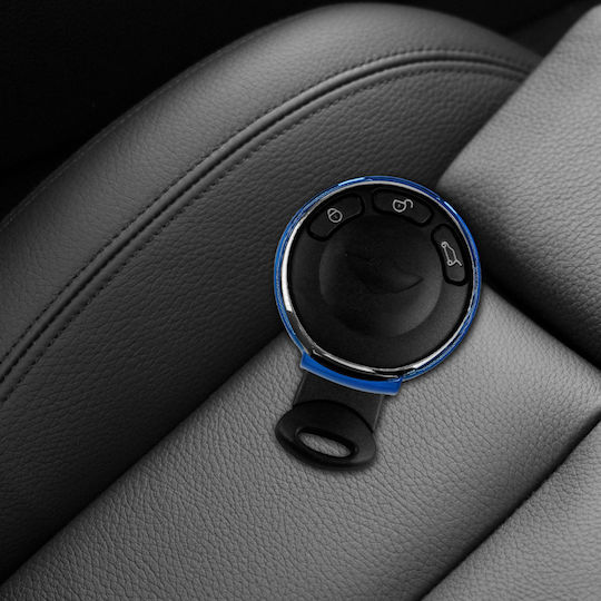 Silicone Car Key Cover Case with 3 Buttons for Mini Cooper Blue
