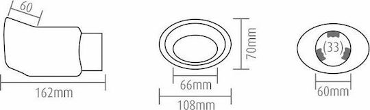 Automax Μπούκα Μονή Οβάλ με Γωνία 60-33mm Universal