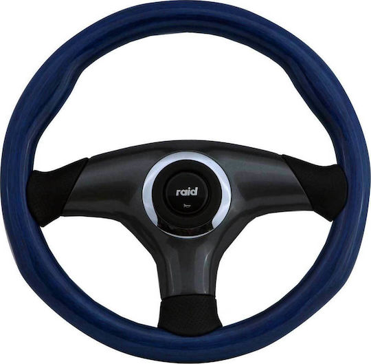 SWM 311 Wooden Three Spoke Car Steering Wheel with 36cm Diameter Black/Blue