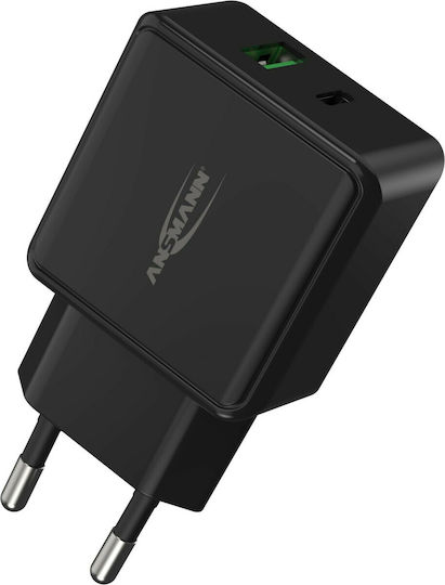 Ansmann Charger Without Cable with USB-A Port and USB-C Port Blacks (HC218PD)