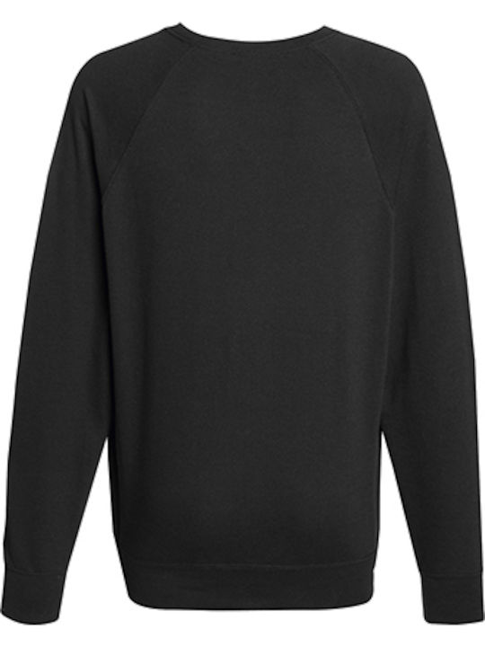 Fruit of the Loom Lightweight Raglan Bărbați Bluza Promotională Mânecă Lungă în Negru Culore