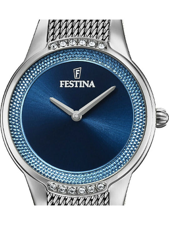 Festina Γυναικείο Ρολόι 30.2mm Μπαταρίας με Ασημί Μεταλλικό Μπρασελέ