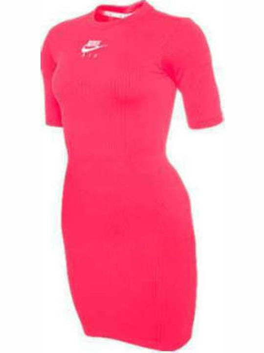 Air Summer Mini Athletic Off-Shoulder Dress Short Sleeve Fuchsia
