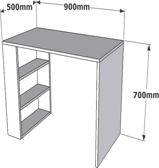 Γραφείο Ξύλινο με Βιβλιοθήκη Λευκό 90x50x70εκ.