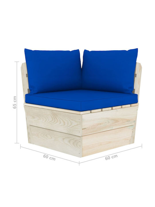 Ecksofa Außenbereich aus Paletten mit Kissen 60x60x65cm