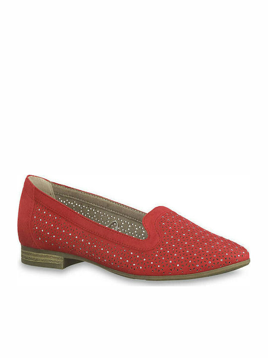 Leather Women's Moccasins in Red Color