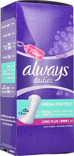 Always Dailies Fresh & Protect Long Plus Panty Liners for Heavy Flow 3 Drops 24pcs