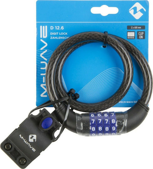 M-Wave D 12.6 Bicycle Cable Lock with Combination Black