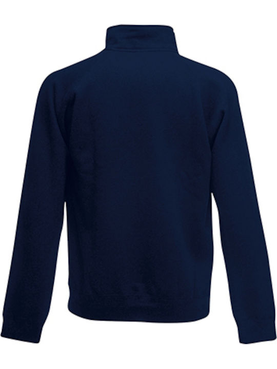 Fruit of the Loom Classic Zip Neck Ανδρική Διαφημιστική Μπλούζα Deep Navy