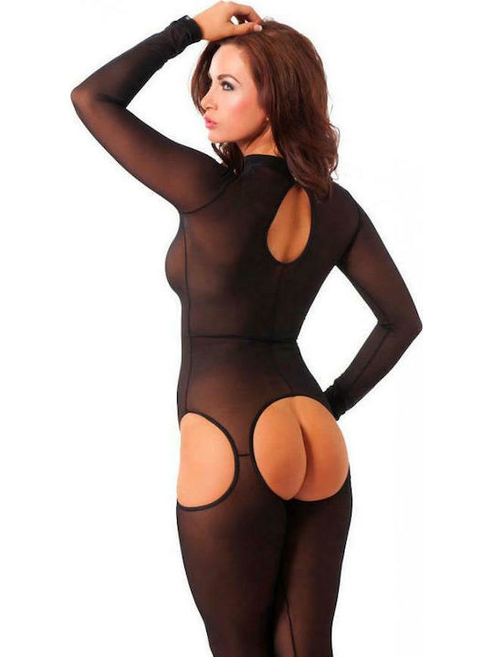 Rimba Open Catsuit with Long Sleeves Ολόσωμο Καλσόν Black