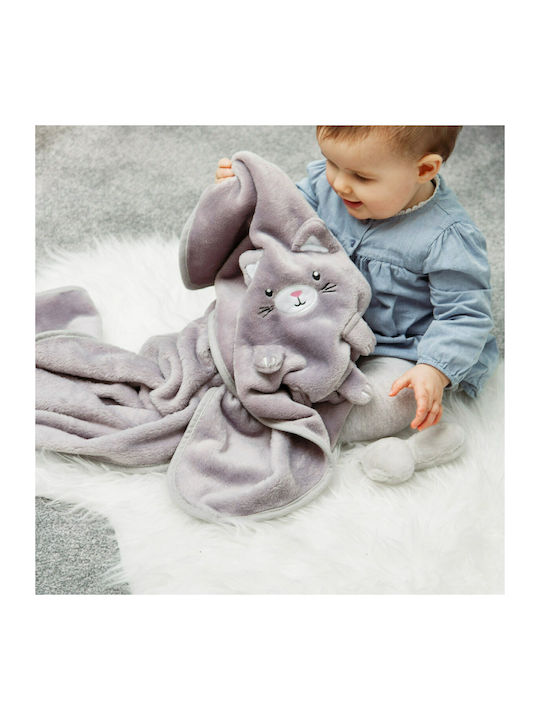 Sass & Belle Одеяло Детски пелени за пелени Kitty Cat Флийс Кафяв с Животно 70x105см.