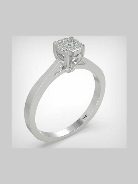 Diamond Jools Единичен камък EM048 от Бяло злато 18K с Диамант