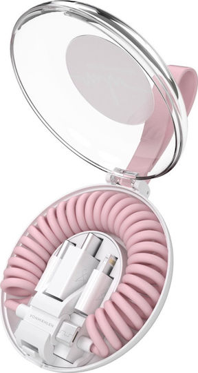 Vonmählen Allroundo Marina Hoermanseder Spiral USB to Lightning / Type-C / micro USB Cable Ροζ 0.5m (E011P0004)