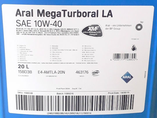 Aral MegaTurboral LA Sintetic Ulei Auto 10W-40 20lt