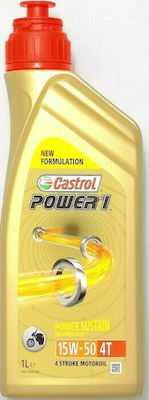 Castrol Power 1 4T Ημισυνθετικό Λάδι Μοτοσυκλέτας για Τετράχρονους Κινητήρες 15W-50 1lt