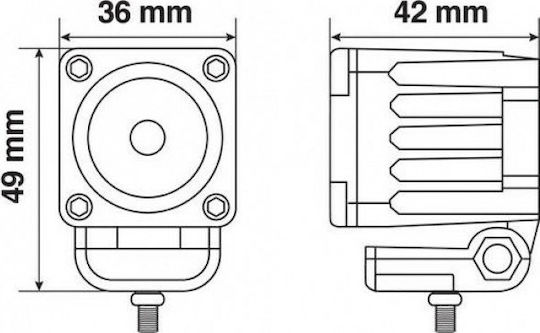 Lampa WL-19 Τετράγωνος Αδιάβροχος Προβολέας Αυτοκινήτου LED Universal 9-32V 10W 1τμχ