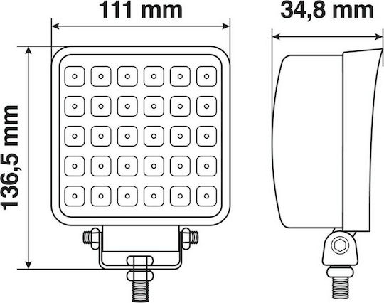 Lampa WL-27 Squareς Waterproof Headlights Car LED Universal 10 - 30V 30W 34.8cm 1pcs