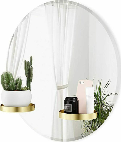 Umbra Perch With Shelves Wall Mirror with Gold Metallic Frame Diameter 61cm 1pcs