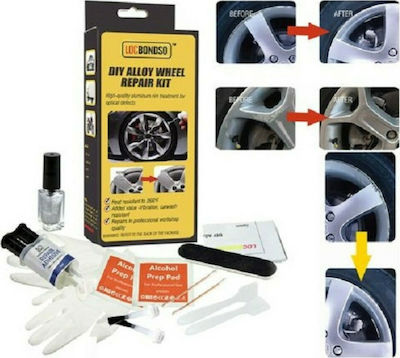 Locbondso DIY Alloy Wheel Repair Kit Reparator pentru Jante Autoturism Argint