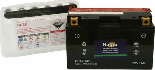 HaiJiu Closed Type Motorcycle Battery YT7B-BS with Capacity 6.5Ah