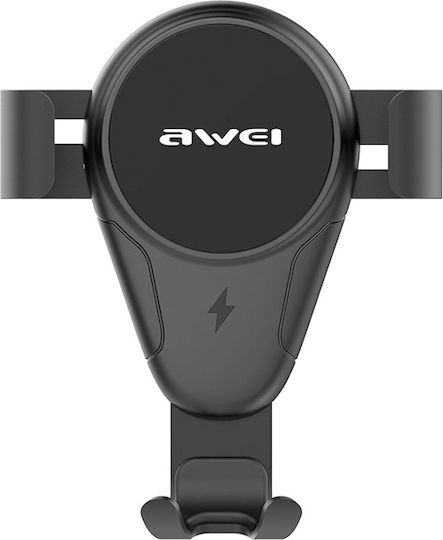 Awei Wireless Charger Phone Holder 2 in 1 Car Mobile Mount with Adjustable Hooks and Wireless Charging Black