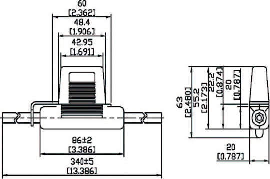 Eval Waterproof Държач на предпазителя Σκάφους με Μέγιστη Тάση 12-24V