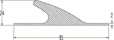 Eval Προφίλ PVC Περιμετρικό για Φουσκωτά Σκάφη 95x24mm Ανοιχτό Γκρι