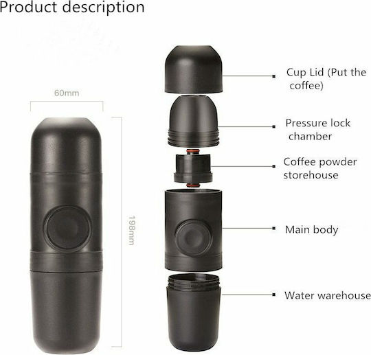 Telco Electric Portable Espresso Machine 8bar with 7g Coffee Container 060078