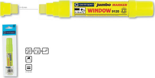 Centropen Jumbo Marker Yellow Permanent Liquid Chalk for Glass Liquid Chalk Marker Yellow 2-15mm.