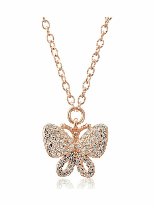 Folli Follie Wonderfly Κολιέ με σχέδιο Πεταλούδα από Επιχρυσωμένο Ασήμι