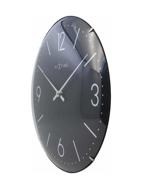 Nextime Basic Dome Silent Wall Clock Plastic Black Ø35cm