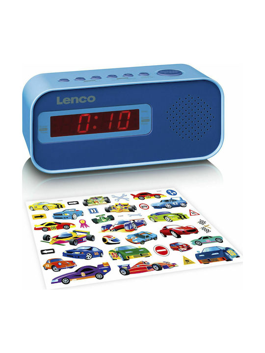 Lenco Tischuhr Digital LED Kunststoff mit Wecker & Tischuhr Blau CR-205