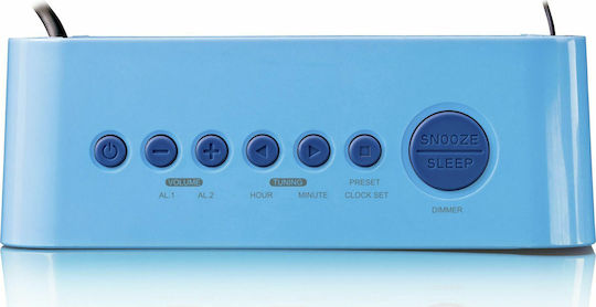 Lenco Tabletop Digital Clock LED Plastic with Alarm Clock and Radio Blue CR-205