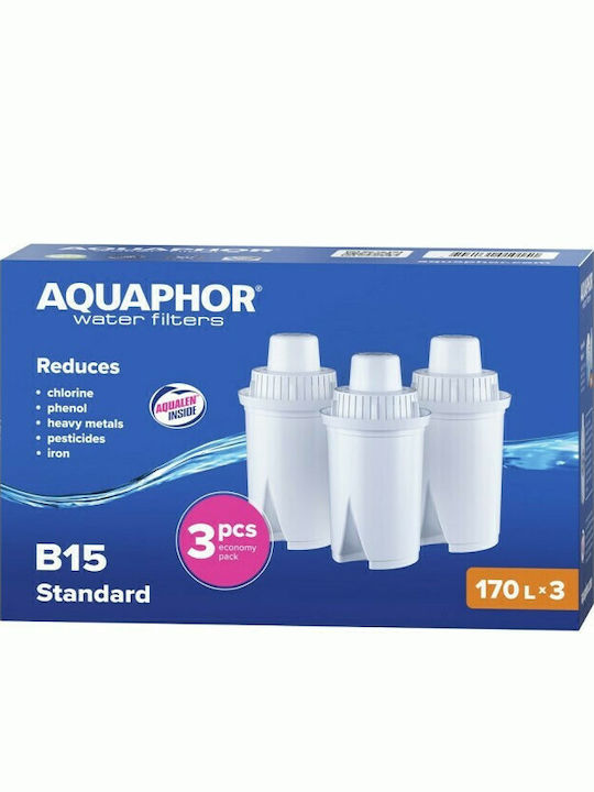 Aquaphor Water Filter Replacement for Pitcher made of Activated Carbon B100-15 296802 3pcs