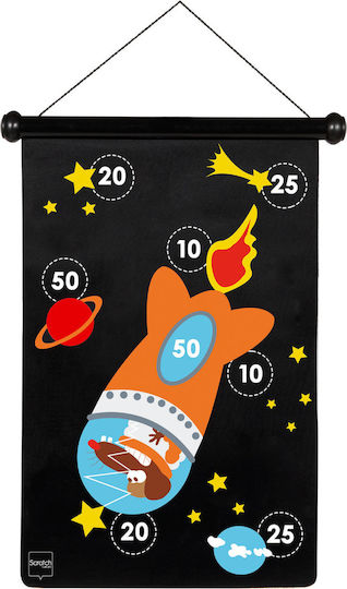 Scratch Europe Set mit Ziel & Darts Kinder Magnetisches Ziel 2 Seiten mit 6 Darts - Raketen Astronaut