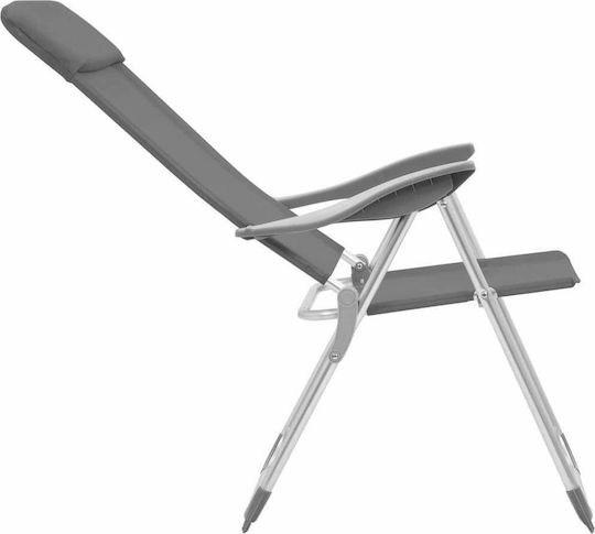 vidaXL Chair Beach Aluminium Gray 57x73.5cm Set of 4pcs