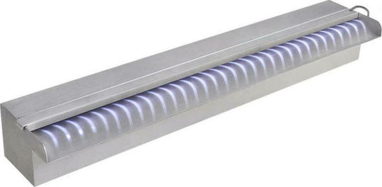 vidaXL Pool Waterfall with LED Lighting made of Stainless Steel 8x60x11.5cm Silver