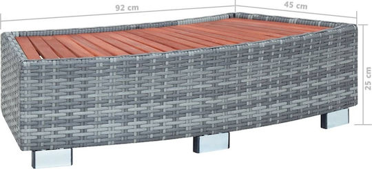 vidaXL Accesorii pentru piscină Treaptă pentru piscină și spațiu de relaxare din ratan sintetic gri din lemn 25x92x45cm Gri