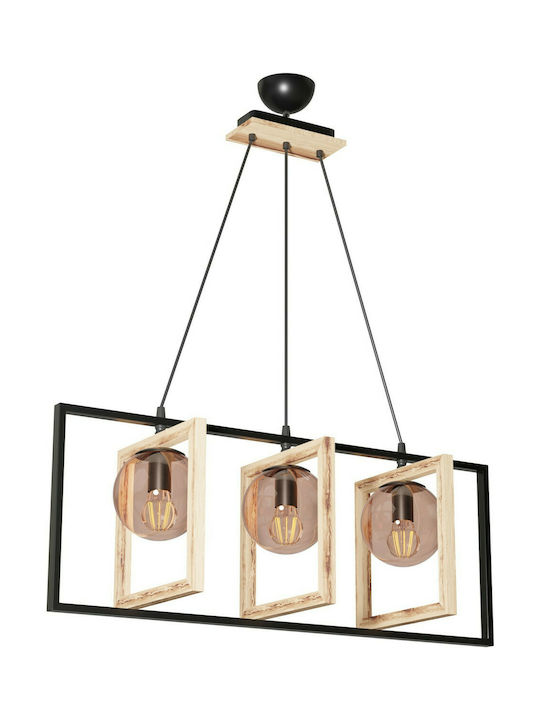 Alphab2b Pendant Light Three-Light for Socket E27 Black