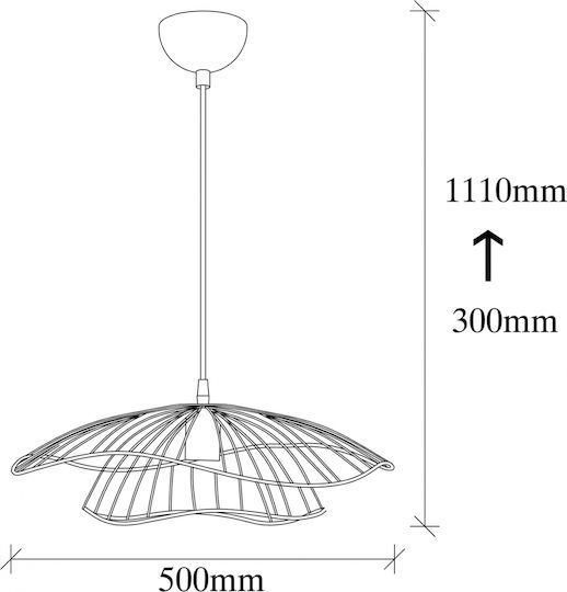 HomeMarkt Висящо Осветително Тяло Златист с Цокъл E27 22x111см.