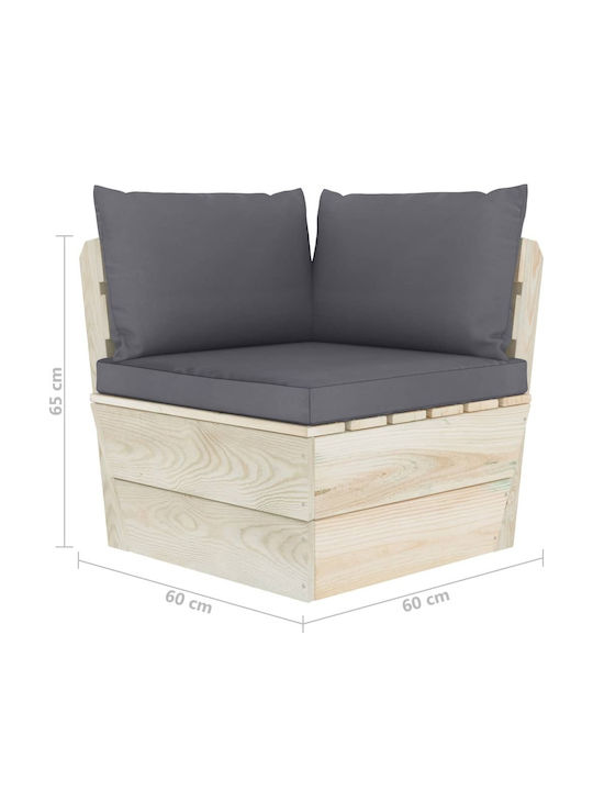 Corner Sofa Outdoor from Pallets with Pillows 60x60x65cm