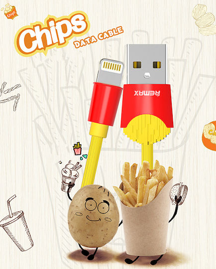 Remax Chips RC-114i Regular USB-A la Cablu Lightning Galben 1m