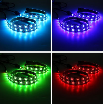 Wasserdicht LED Streifen Versorgung USB (5V) RGB Länge 4x50cm Set mit Fernbedienung und Netzteil SMD5050