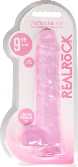 Shots Realistic Dildo with Balls Realistic Dildo with Scrotum & Suction Cup Pink 23cm