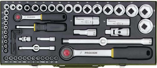 Proxxon Ratchet With Sockets 1\2" & 1\4" 54 Pieces