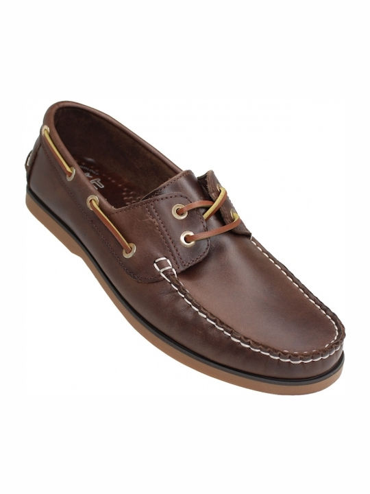 Boxer Men's Leather Boat Shoes Brown