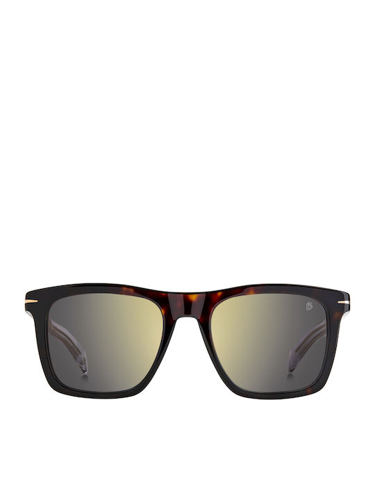 David Beckham Men's Sunglasses with Brown Tartaruga Acetate Frame and Gold Mirrored Lenses DB7000/S 086/JO