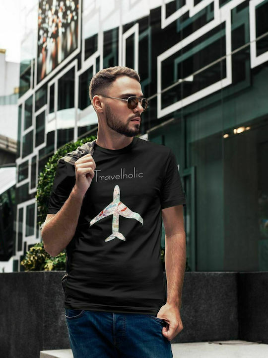 Travelholic-T-Shirt - SCHWARZ