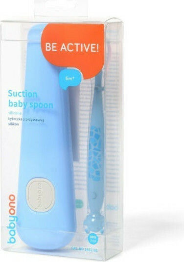 Babyono Baby Spoon made of Silicone in Case Blue