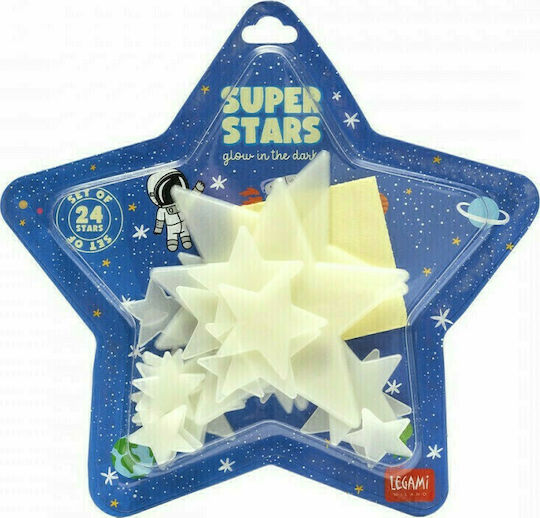 Legami Milano Kids Glow-in-the-Dark Wall Sticker Super Stars 24pcs